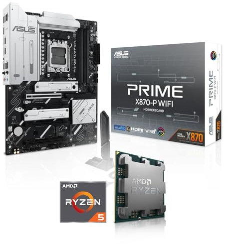 Kit di aggiornamento Bundle Ryzen 5 7600 6X 3.8 GHz Processore, 8 GB DDR5, scheda madre ASUS Prime X870-P WiFi (completamente assemblata con aggiornamento Bios e controllo funzionalità)