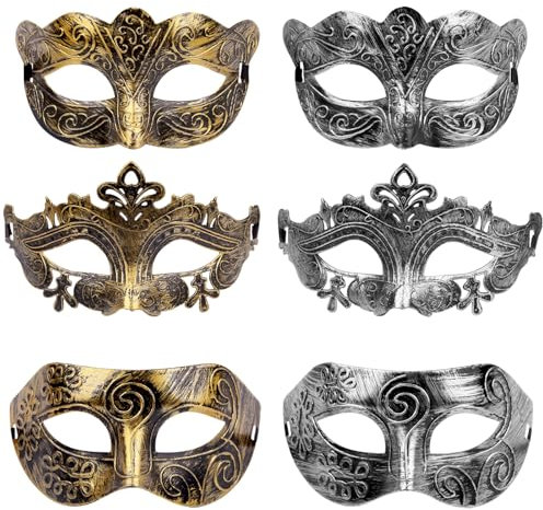 GWAWG 6 Stück Venezianische Maskerade Maske Maskerade Gesichtsmaske Masken Männer Roman Centurion Gladiator Sparticus für Kostümball,Party, Maskenball,Maskerade Karneval Party Maske