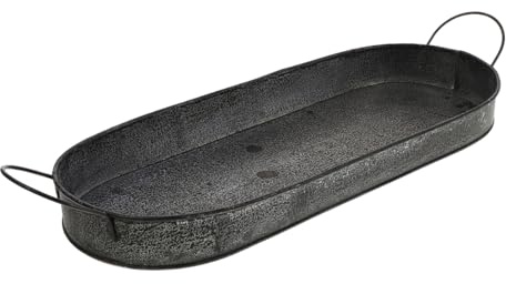 ABOOFAN Rustikales Metalltablett Mit Griffen 15.16in Oval Vintage Servierplatte Im Industriellen Dekor Dekoratives Serviertablett Als Brotschale Ablageschale Für Couchtisch Und Wohnaccessoires