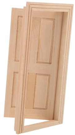 KICHOUSE Miniature My First Dolls House Door 1/12 Scale Miniature Furniture Wooden Doors for DIY Decor