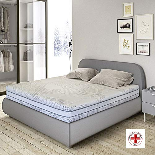 Flexinn Materasso in Memory foam con 1600 Molle insacchettate indipendenti e Memory Gel. Altezza: 25 cm, rigidità 8 su 10. Sfoderabile. Dispositivo Medico Classe I (160x190)