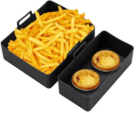 Hot Air Fryer Liners - Reusable Silicone Mats, Non-Stick Waterproof Cooking Plates, Heat Resistant Baking Accessories for Hot Air Fryer, Oven, Microwave, Dishwasher Safe