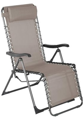 Rebecca Mobili Sonnenliege Zero, Chaise Longue, platzsparend, beige dunkelgrau, Stahl, Polyester, für Garten und Balkon - Maße HxBxT: 113 x 66 x 104 cm - Art. RE7151
