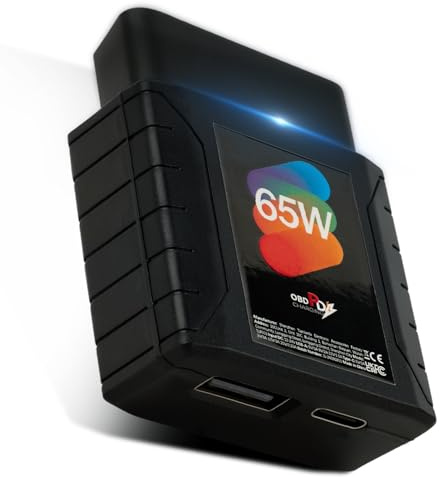 65W OBD2 USB Adapter Hochleistungs-Stecker, Dauerplus 12V/24V auf USB-C (PD) & USB-A, KFZ Stromversorgung für Tablet, Laptop, Dashcam & GPS, Schnelles Laden im Auto, LKW & Wohnmobil