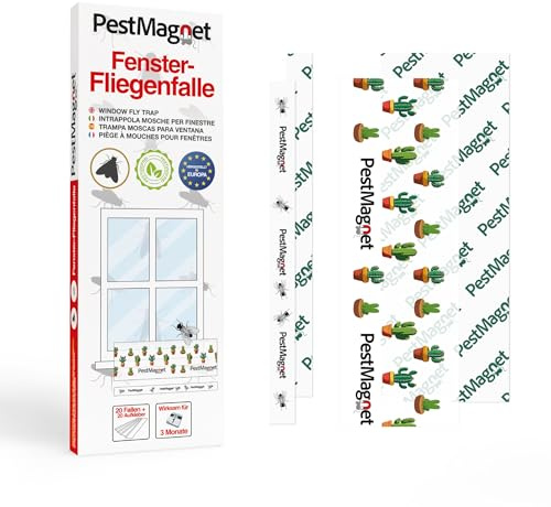 PestMagnet Fenster-Fliegenfallen 40er Pack (20+20) – Fruchtfliegenfalle für Innenräume, Einweg-Insektenfänger, wasserdichte Klebefalle, Ohne Pestizide – Schädlingsbekämpfung für Zuhause