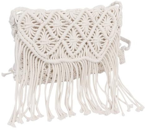 Auliuse White Straw Bag for Women, Crochet Handbags Small Handmade Crossbody Bags, Lightweight Beach Messenger Woven Shoulder Bag for Vacation Trave School Shopping