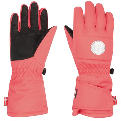 Trollkids Kids Narvik Glove | Wasserdicht, Warmes Fleece-Futter, Handgelenksbreite verstellbar, Handflächen mit Grip-Besätzen, Verbindungsclip