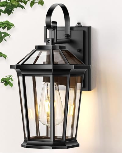 VIANIS Dusk Till Dawn Outdoor Wall Lights, Front Door Light Wall Lantern | Exterior Lights with Photocell Sensor, Porch Light with Sensor, Outside Sensor Light Mains Powered, Anti-Rust Aluminum Shade