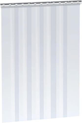 Lavfine PVC Strip Curtain Door Kit, 6PCS (20cm x 210cm) 2mm Thick Clear Plastic Strips with 50% Overlap for 90 x 210cm Door, Walk-in Freezer, Cooler & Warehouse Door Curtain