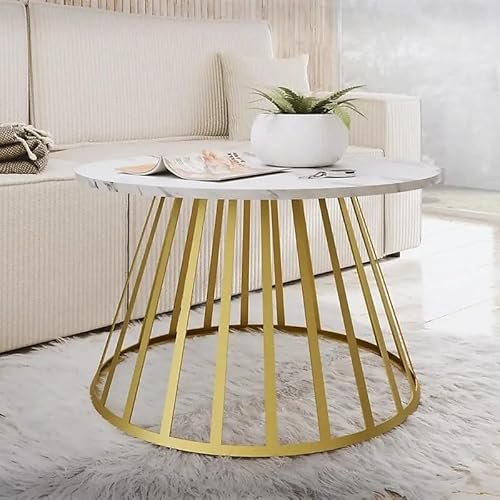 Agritrade AK MOKOD Modern Coffee Table with Gold Metal Legs Bianco Marble