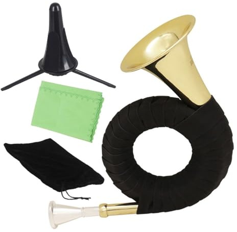 1 Stück Waldhorn Blechblasinstrument für Bühne und Musikprobe | Messing, Natürliche Klangfarbe, Pflegeleicht, mit Tasche, für Profis und Bandleiter, Leicht zu Tragen Zufällige Farbe