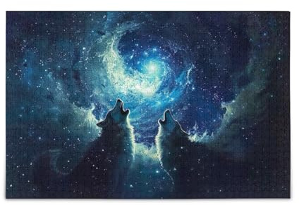 Wölfe heulender Mond Jigsaw Puzzle Spiel Home Wall Artwork für Erwachsene Familien 500 Teile