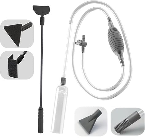 Mulmsauger Aquarium 3 in 1 Reinigungsset 1,7m | Wasserwechsel, 3 in 1 Algenschaber, Für Fischwasserglas, Aquarien Sauger
