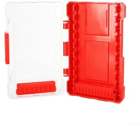 Organizing Storage Box Plastic for Hex Shank Drill Bits, Secure Slot Design Holds 10 Bits, Suitable for Drill and Tap Accessories Storage (Large red)