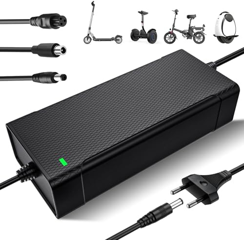 Yeerain Chargeur Trotinette Electrique, 42V 2A Chargeur Hoverboard, Scooter | Pour 36V Trottinette Batterie, Multi-protection, Recharge rapide, 4 Connecteurs, pour X-iaomi,S-egway,pour Scooter Électrique
