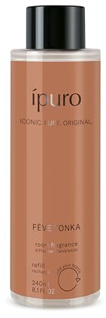 ipuro Exclusive Refill FÈVE TONKA Raumduft 240ml - Premium Nachfüller mit intensivem Duftölanteil - Duft mit Vanille Tonkabohne Rose & Sandelholz - Nachfüllflasche für Diffuser - Lufterfrischer