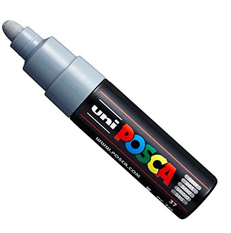 Uni Posca PC-7M - Rotuladores de pintura (tamaño grande, 4,5 a 5,5 mm, 15 colores) gris