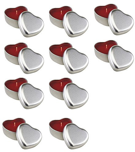 noTrash2003 Kerzen-Set Herz Kerze in Metall-Dose Geschenkidee Valentinstag Vanille-Duft (10er Set)