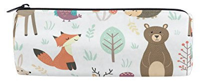 ISAOA Federmäppchen, Fuchs und Bär, tragbar, rund, Stifttasche, Aufbewahrungstasche, börse, Stifthalter, geeignet für Kinder, Studenten oder Büroarbeiter, Reisen, Make-up-Tasche