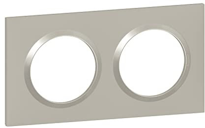 Legrand - Plaque carrée dooxie 2 postes finition plume mat avec bague plume brillante (gris)