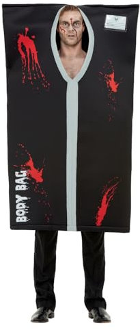 Smiffys Leichensackkostüm, Schwarz, mit Komplettkostüm