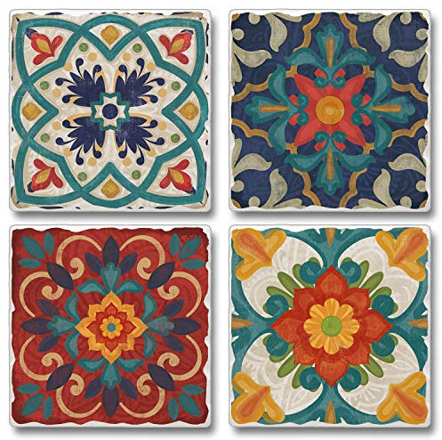 Thirstystone Lot de 4 dessous de verre en pierre avec dos en liège de protection, fabriqués aux États-Unis, absorbants, faciles à nettoyer