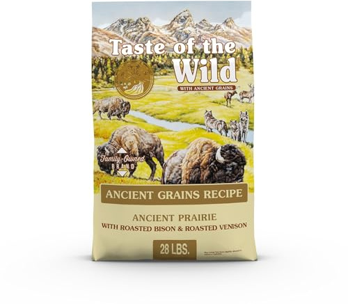 Taste of the Wild with Ancient Grains, Ancient Prairie Canine Recipe with Roasted Bison and Venison Dry Dog Food, Made with High Protein from Real Meat and Guaranteed Nutrients and Probiotics 28lb