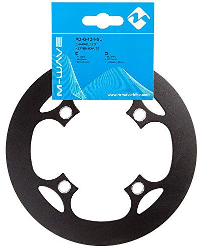 M-Wave Unisex-Adult PD-G-104-SL Kettenschutz, Aluminium, schwarz eloxiert, Lochkreis 104 mm, 15 x 15 x 1 cm