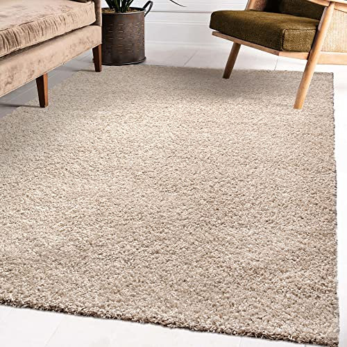 Impression Wohnzimmerteppich - Hochwertiger Öko-Tex zertifizierter Flächenteppich - Solid Color Teppich Beige - Größe 140x200