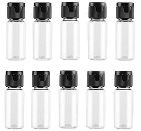 VASANA 20PCS 15ml 0.5oz Empty Clear Plastic Bottle with Black Flip Cap Travel Sample Containers Vial Jars for Emollient Water Shower Gel Face Cream Emulsion