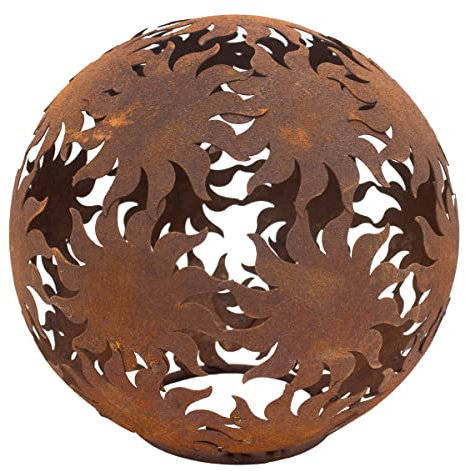 B2S BACK2SEASON Kugel Sonne Edelrost Metall Beetdeko Sommer Dekokugel Gartendeko Made in Europa D=22 cm