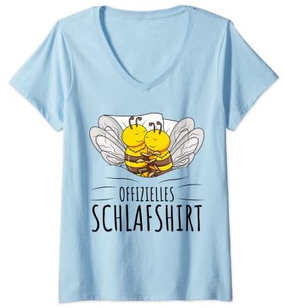 Damen Offizielles Schlafshirt Bienen Imker Biene Imkerei T-Shirt mit V-Ausschnitt