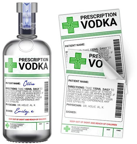 Vodka Prescription Medical Alcohol Bottle Gift Funny Drinks Sticker Label (1)