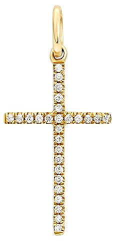EDELIND Diamant Kreuz Anhänger 750 Gelbgold mit 27 Diamanten 0.06 Ct Anhänger Gold Damen Breite 10.1 mm Goldanhänger 18 K Echtgold Kreuz Kettenanhänger mit Schmuck Geschenkbox