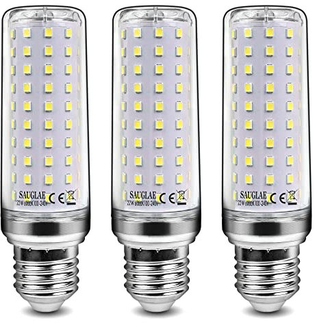SAUGLAE Ampoules LED 22W, Équivalent 180W Ampoule Incandescente, 2500Lm, 6000K Blanc Froid, Ampoules à Vis Edison E27, 3 Pièces