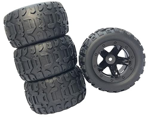 Sharplace 4X RC Autoreifen 1/16 1/12 1/14 RC Crawler Auto, Gummi Reifen, RC Car Rally Reifen, Ersatzautoteile Montage für 124018 124019 144001 124017 124016 für 16889 gebürstet bürstenlos, Schwarz