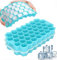 Ice Cube Trays, 2 Pack Silicone Flexible Ice Cube Trays with Lid, 74 Cubes Ice Trays for Chilled Drinks, Whiskey & Cocktails, Stackable Flexible Safe Ice Cube Trays