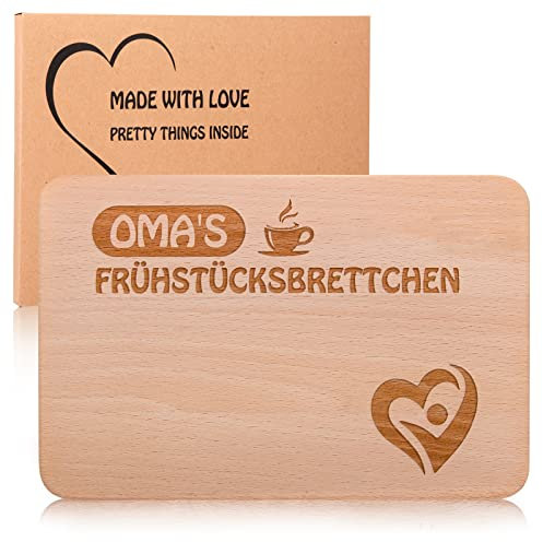 Oma Frühstücksbrettchen aus Holz,Frühstücksbrett mit Gravur als Geschenk, Buchenholz - Abgerundete Ecken,Geschenkidee ideal zum Geburtstag oder zu Weihnachten
