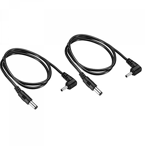 sourcing map Stecker DC 5.5x2.1mm auf Stecker 3.5x1.35mm Verlängerungskabel | Doppelwinkel Netzteil Stecker 60cm Kabel, 2 Stück, Schwarz, für LED Lampe Kamera CCTV