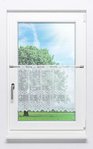LYSEL Scheibengardine Kleeblatt Design (Bx H) 121,5cm * 45cm Weiß/reinweiß
