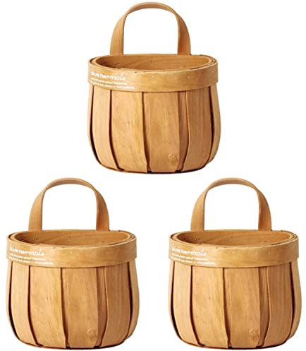 Cabilock 3stücke Handgewebter Wandkorb Multifunktionaler Aufbewahrungskorb Für Früchte Und Dekoration Khaki Vintage Stil Für Zimmer