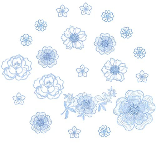 NBEADS 20 Stück Spitzenpatches, Hellblauer Spitze aufnäher Stickerei Patches Organza Spitze Appliques Nähen Sie Patches Aufnähen Auf Stoff Für Stoffdekoration Reparieren Nähen von Kleidung auf
