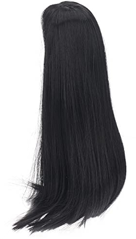 Schwarzes Puppenhaar mit Pony, weiches und flexibles dickes Haar, ideal zum Verkleiden, Frisieren und Restaurieren von Puppen