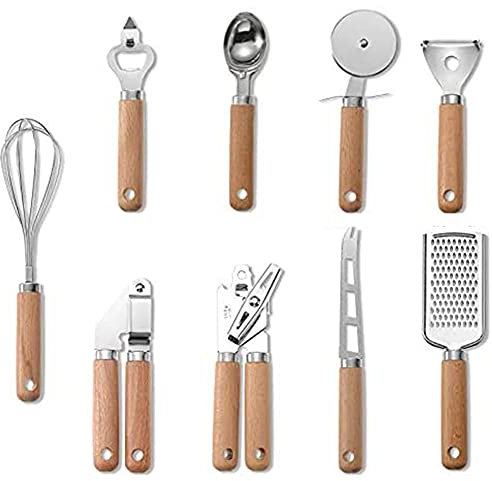 Wlauqueta Küchenutensilien-Set aus Edelstahl mit aus , Schneebesen/Schäler//Dosenöffner/Korkenzieher