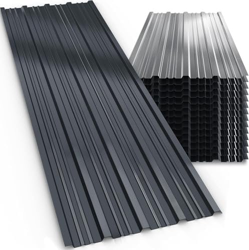 GARDEBRUK® 14x Tôles de bardage 110x46cm = 7m² galvanisé résistant intempéries tôle ondulée trapézoïdale profilée toit mur abri de jardin anthracite