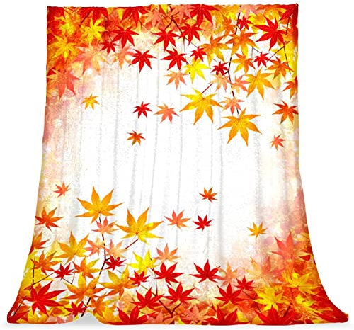 KQNZT Fleecedecken in Doppelgröße, leichte, Flauschige, kuschelige, weiche Decke für Bett, Sofa, Couch, Reisen, Camping,Fall Ahorn Erntedankfest