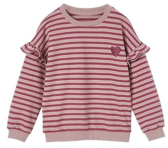 Vertbaudet Mädchen Ringel-Sweatshirt, Volantärmel Altrosa 116