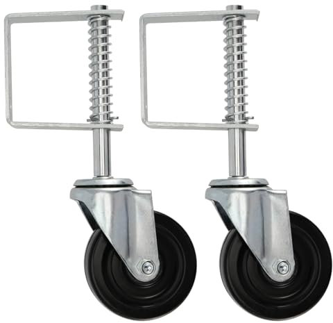DAKFOOK 2 Pack 4 Inch Gate Wheels, 220Lbs Load Capacity Heavy Duty Spring Loaded Gate Caster, Gate Wheels for Wooden Gates