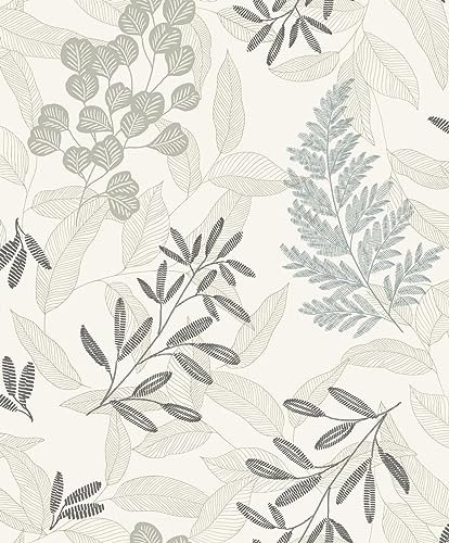 A63901 Papier peint intissé Motif feuilles de vigne Blanc/bleu/doré métallisé