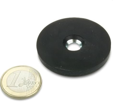 2 x Neodym Magnet-System gummiert Senkbohrung - 90° Winkel - Durchmesser Ø 43 mm - Haftkraft 10 kg - 2 Stück - Magnetsysteme mit Gummimantel mit Bohrung & Senkung zum Anschrauben